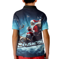 Skeleton Santa Claus Kid Polo Shirt Santa Claus Is Coming To Town - Wonder Print Shop