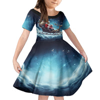Skeleton Santa Claus Kid Short Sleeve Dress Santa Claus Is Coming To Town - Wonder Print Shop