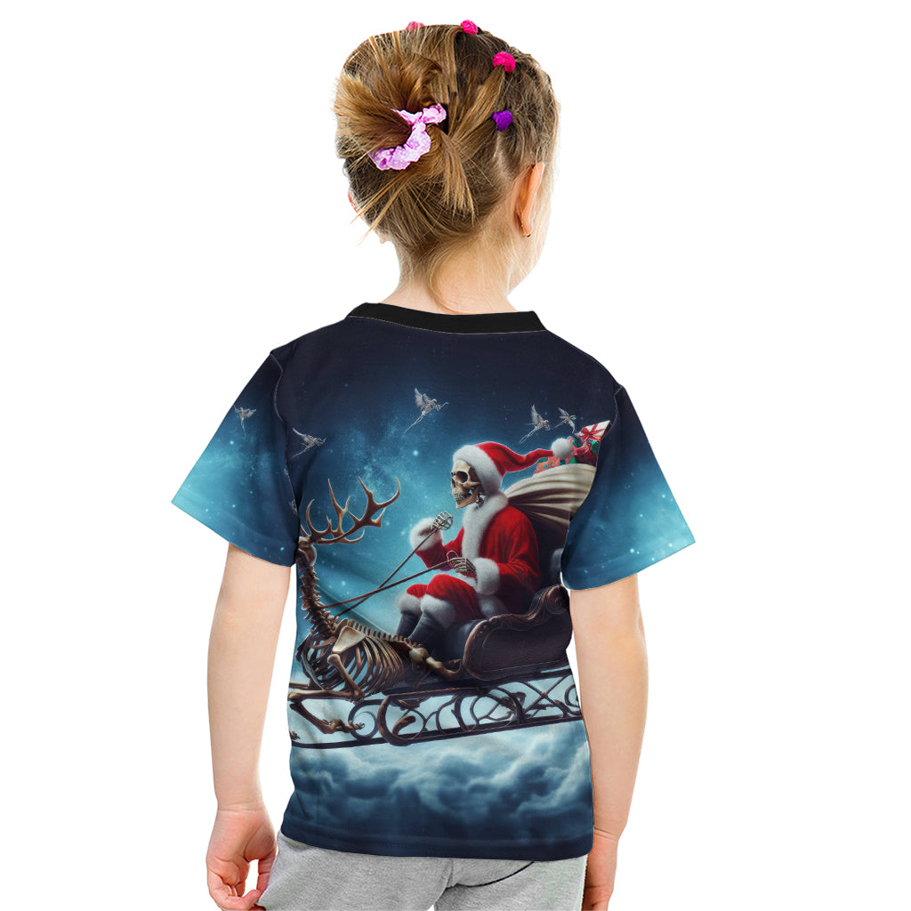 Skeleton Santa Claus Kid T Shirt Santa Claus Is Coming To Town - Wonder Print Shop