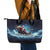 Skeleton Santa Claus Leather Tote Bag Santa Claus Is Coming To Town - Wonder Print Shop