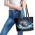 Skeleton Santa Claus Leather Tote Bag Santa Claus Is Coming To Town - Wonder Print Shop