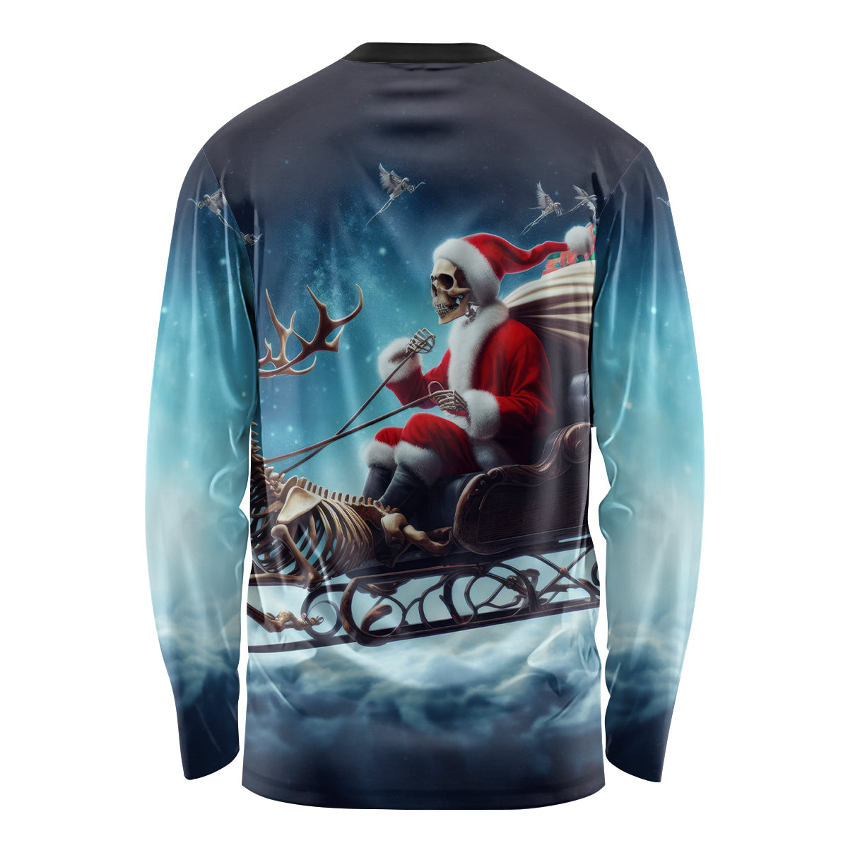 Skeleton Santa Claus Long Sleeve Shirt Santa Claus Is Coming To Town - Wonder Print Shop