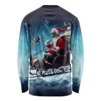 Skeleton Santa Claus Long Sleeve Shirt Santa Claus Is Coming To Town - Wonder Print Shop