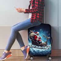 Skeleton Santa Claus Luggage Cover Santa Claus Is Coming To Town - Wonder Print Shop
