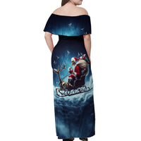 Skeleton Santa Claus Off Shoulder Maxi Dress Santa Claus Is Coming To Town - Wonder Print Shop