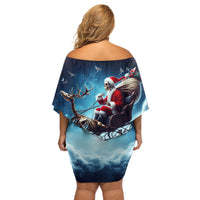 Skeleton Santa Claus Off Shoulder Short Dress Santa Claus Is Coming To Town - Wonder Print Shop