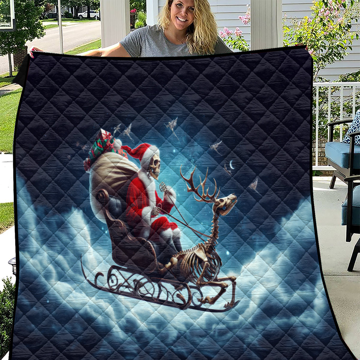 Skeleton Santa Claus Quilt Santa Claus Is Coming To Town - Wonder Print Shop