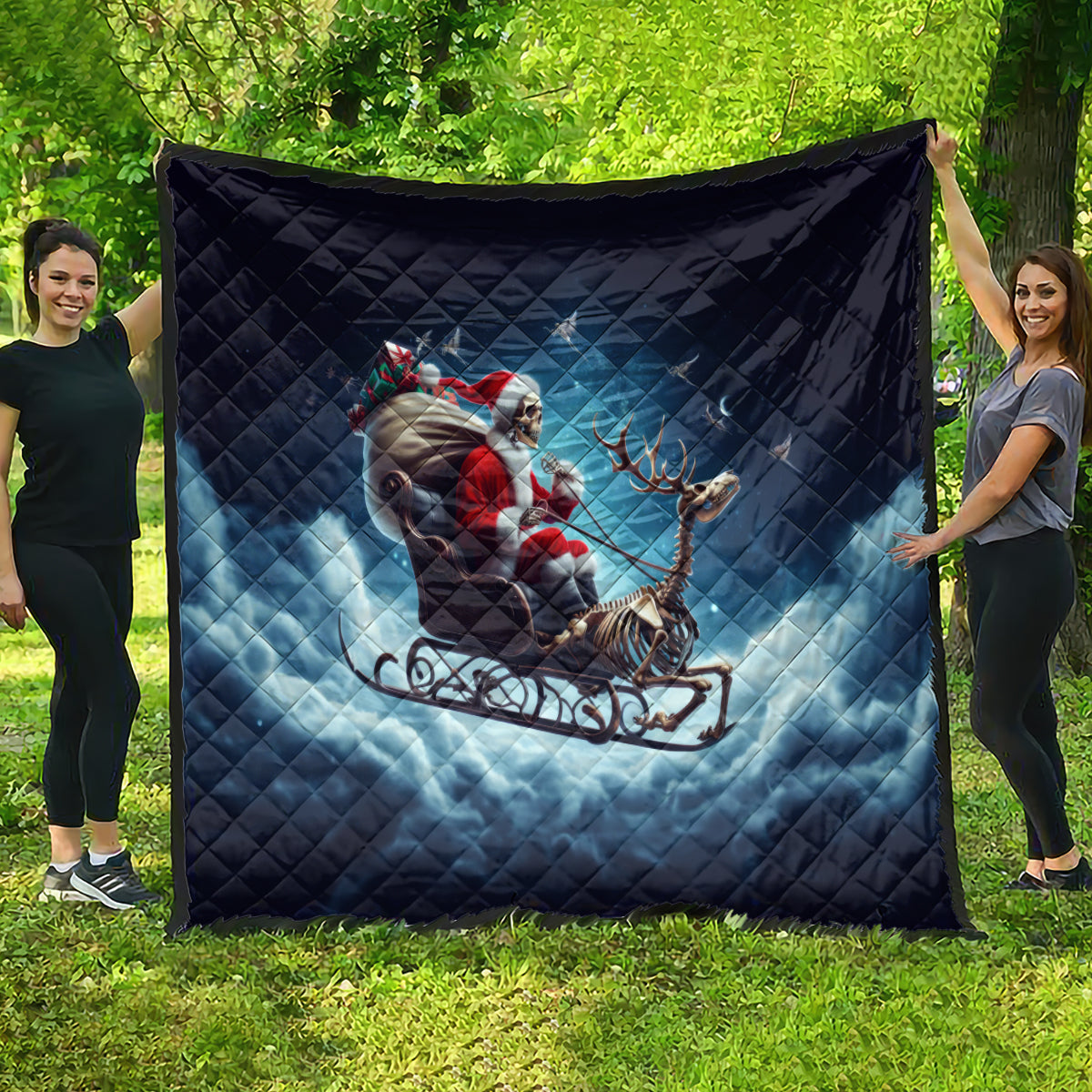 Skeleton Santa Claus Quilt Santa Claus Is Coming To Town - Wonder Print Shop