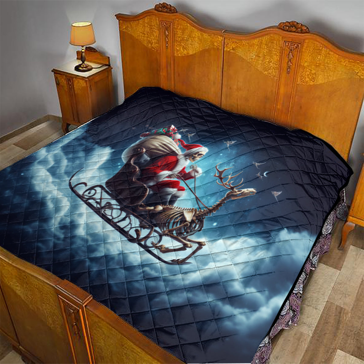 Skeleton Santa Claus Quilt Santa Claus Is Coming To Town - Wonder Print Shop