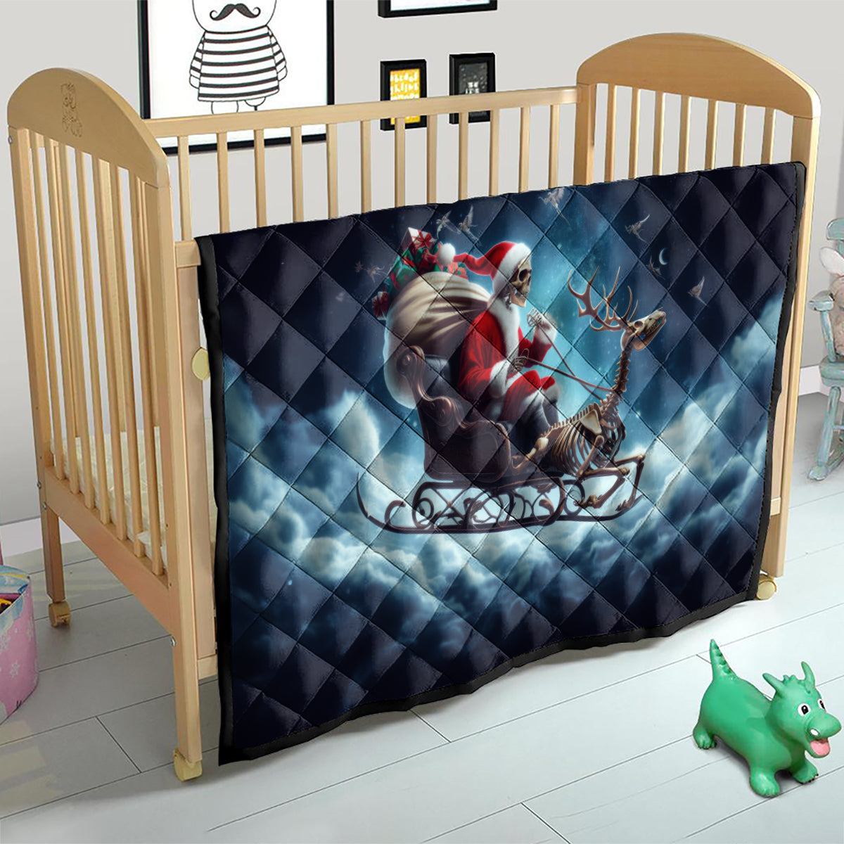 Skeleton Santa Claus Quilt Santa Claus Is Coming To Town - Wonder Print Shop