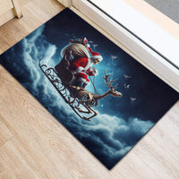 Skeleton Santa Claus Rubber Doormat Santa Claus Is Coming To Town - Wonder Print Shop