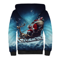 Skeleton Santa Claus Sherpa Hoodie Santa Claus Is Coming To Town - Wonder Print Shop