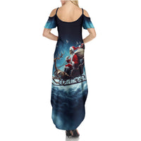 Skeleton Santa Claus Summer Maxi Dress Santa Claus Is Coming To Town - Wonder Print Shop