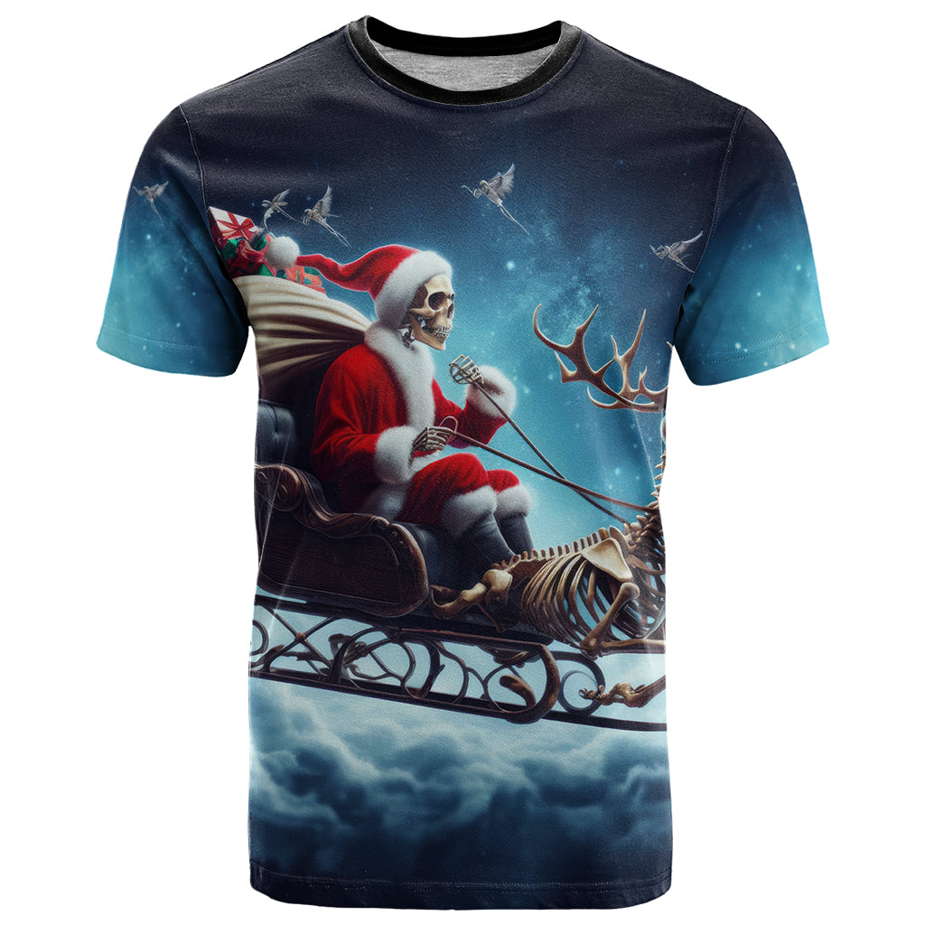 Skeleton Santa Claus T Shirt Santa Claus Is Coming To Town - Wonder Print Shop