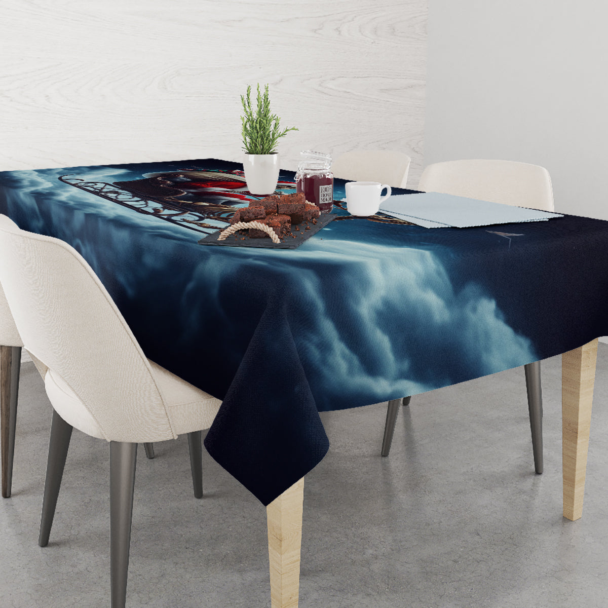 Skeleton Santa Claus Tablecloth Santa Claus Is Coming To Town - Wonder Print Shop