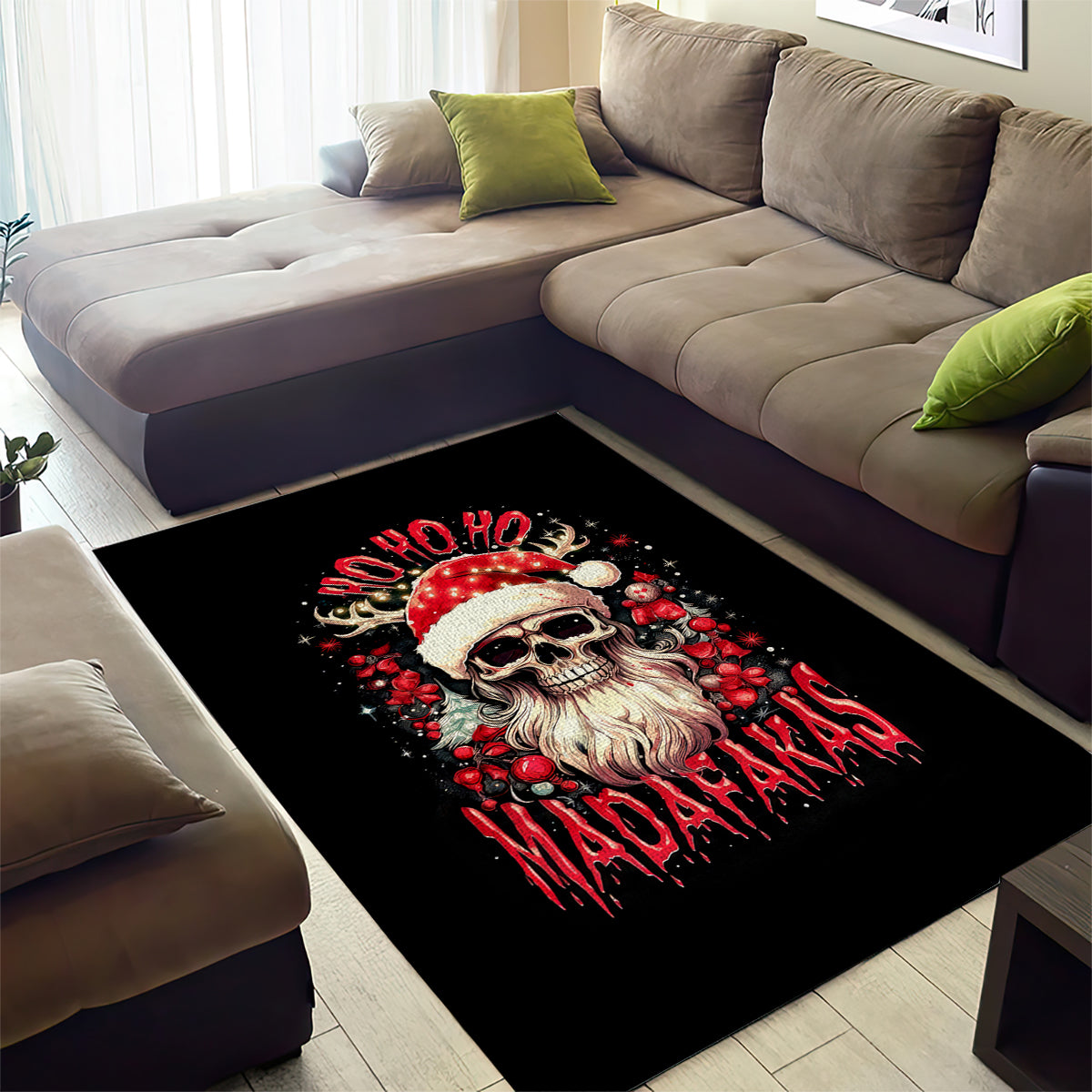 Skull Santa Claus Area Rug Ho Ho Ho Madafakas - Wonder Print Shop