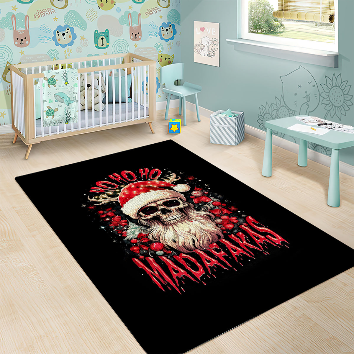 Skull Santa Claus Area Rug Ho Ho Ho Madafakas - Wonder Print Shop