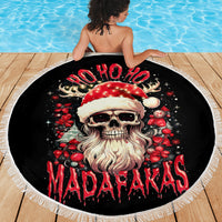 Skull Santa Claus Beach Blanket Ho Ho Ho Madafakas - Wonder Print Shop