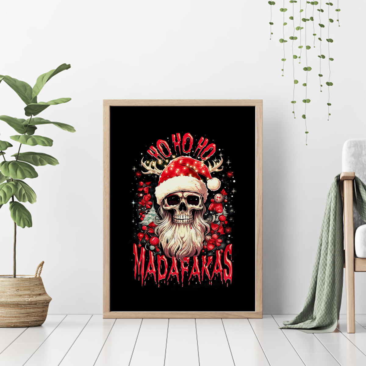Skull Santa Claus Canvas Wall Art Ho Ho Ho Madafakas - Wonder Print Shop