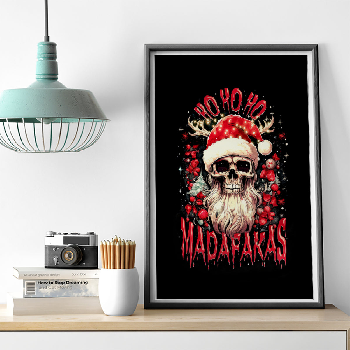 Skull Santa Claus Canvas Wall Art Ho Ho Ho Madafakas - Wonder Print Shop