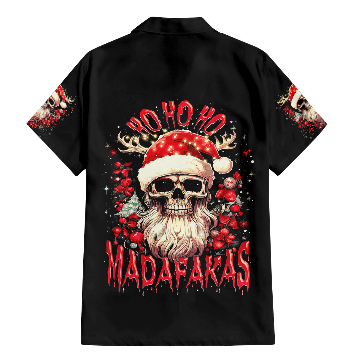 Skull Santa Claus Family Matching Mermaid Dress and Hawaiian Shirt Ho Ho Ho Madafakas - Wonder Print Shop