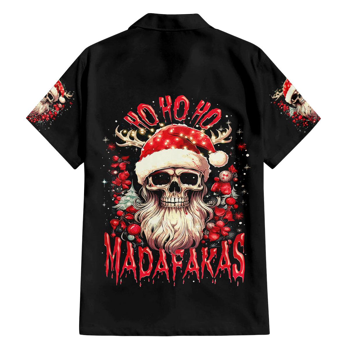 Skull Santa Claus Family Matching Off Shoulder Maxi Dress and Hawaiian Shirt Ho Ho Ho Madafakas - Wonder Print Shop