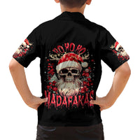 Skull Santa Claus Family Matching Short Sleeve Bodycon Dress and Hawaiian Shirt Ho Ho Ho Madafakas - Wonder Print Shop