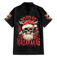 Skull Santa Claus Family Matching Short Sleeve Bodycon Dress and Hawaiian Shirt Ho Ho Ho Madafakas - Wonder Print Shop