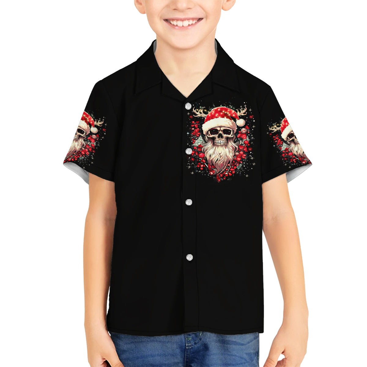 Skull Santa Claus Family Matching Summer Maxi Dress and Hawaiian Shirt Ho Ho Ho Madafakas - Wonder Print Shop