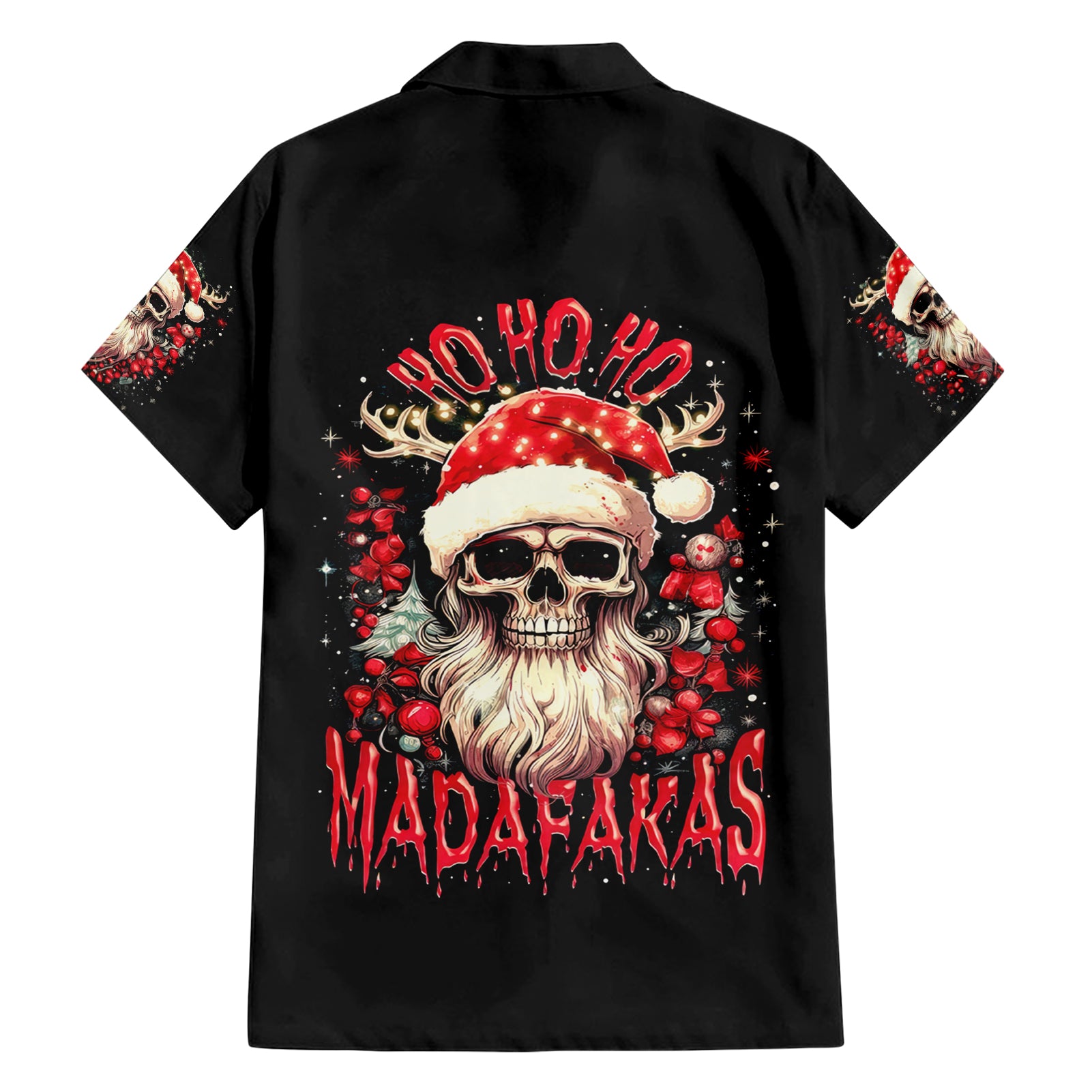 Skull Santa Claus Hawaiian Shirt Ho Ho Ho Madafakas - Wonder Print Shop