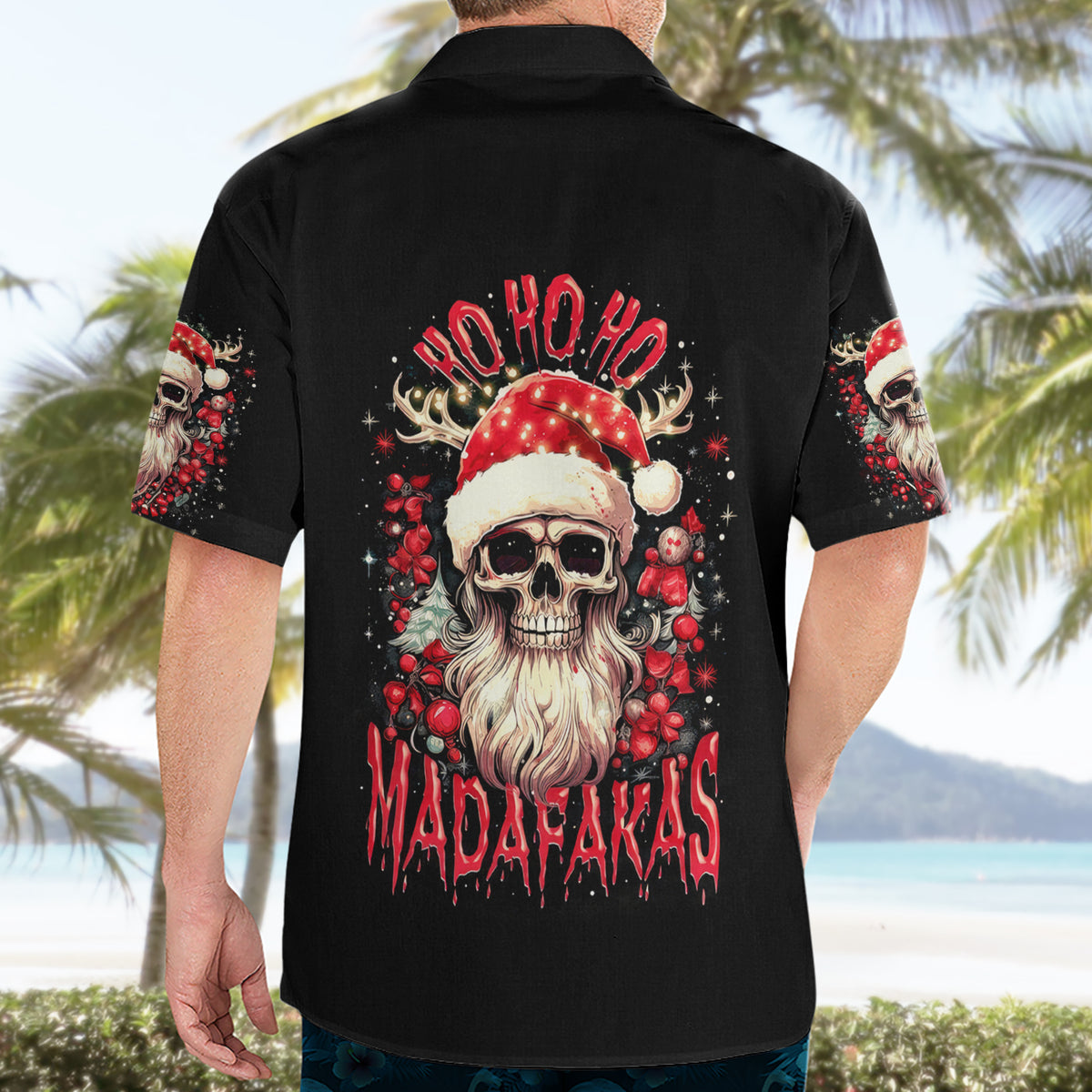 Skull Santa Claus Hawaiian Shirt Ho Ho Ho Madafakas - Wonder Print Shop
