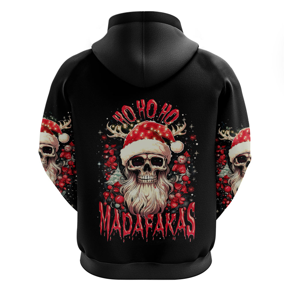 Skull Santa Claus Hoodie Ho Ho Ho Madafakas - Wonder Print Shop