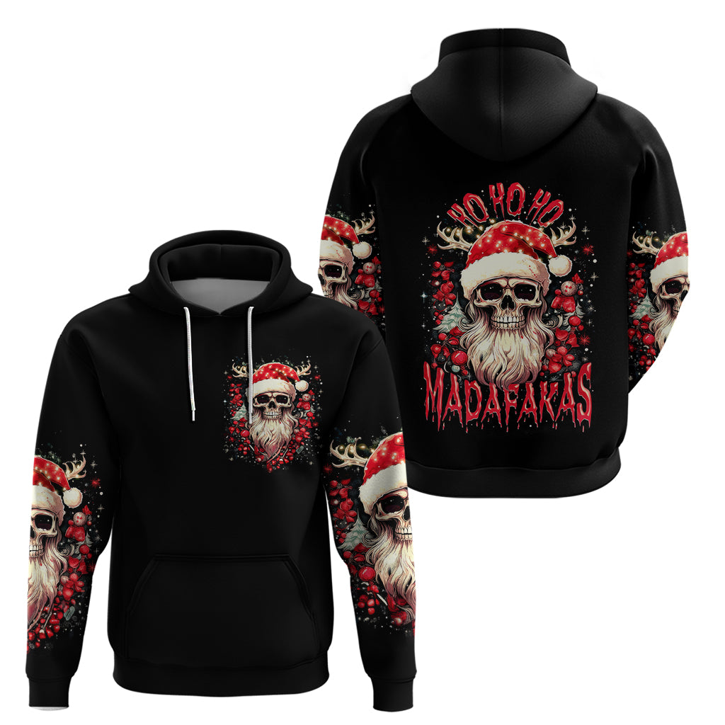 Skull Santa Claus Hoodie Ho Ho Ho Madafakas - Wonder Print Shop