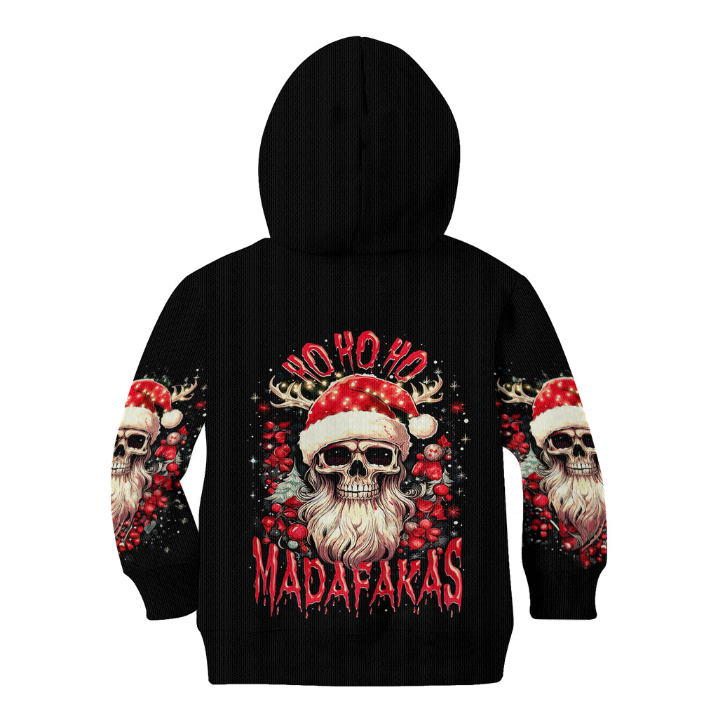 Skull Santa Claus Kid Hoodie Ho Ho Ho Madafakas - Wonder Print Shop