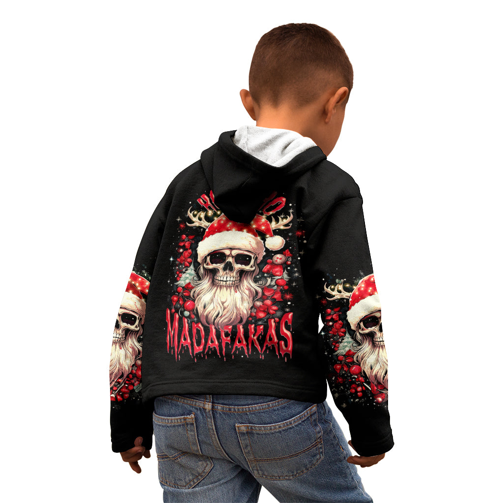 Skull Santa Claus Kid Hoodie Ho Ho Ho Madafakas - Wonder Print Shop
