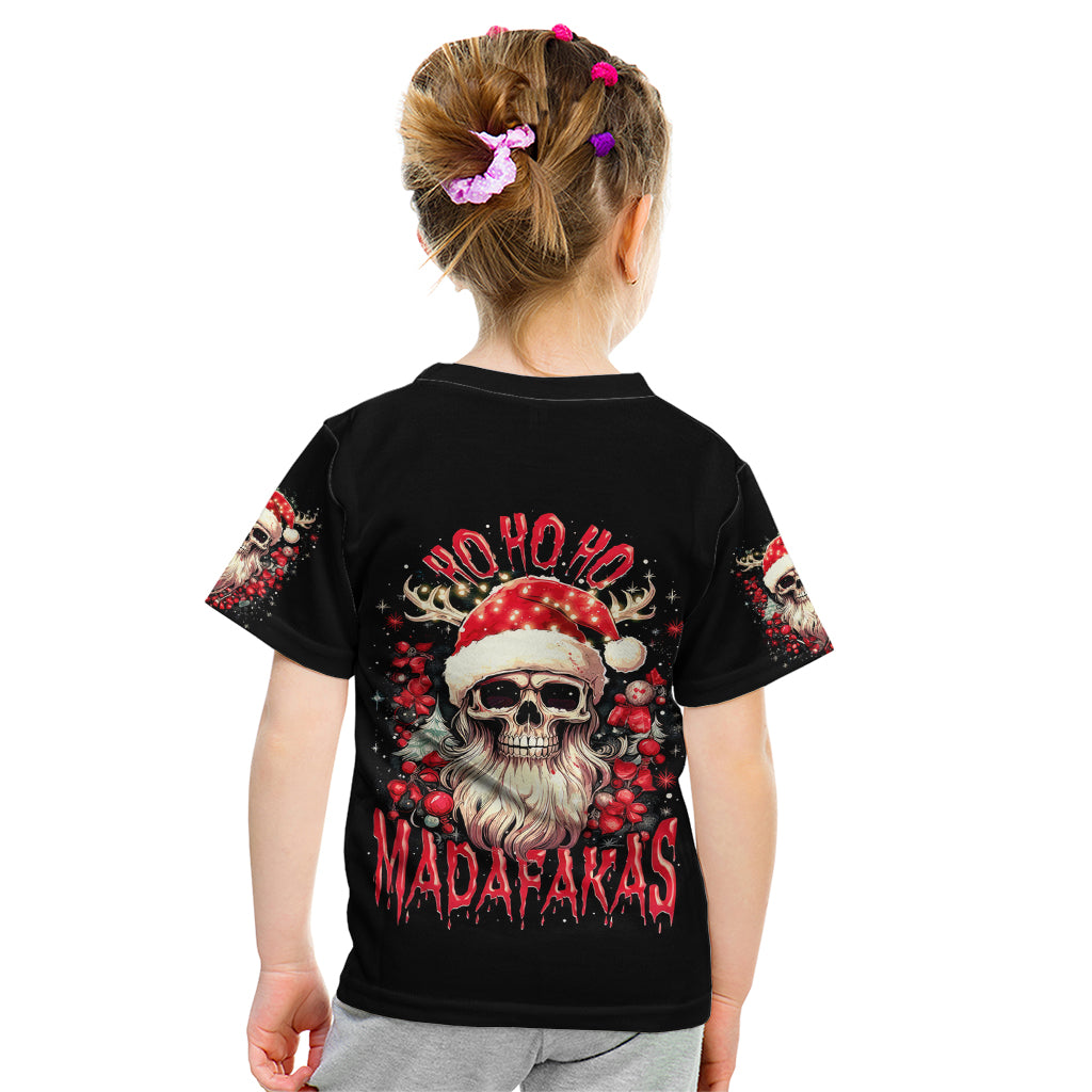 Skull Santa Claus Kid T Shirt Ho Ho Ho Madafakas - Wonder Print Shop