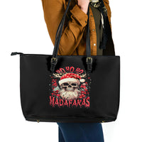 Skull Santa Claus Leather Tote Bag Ho Ho Ho Madafakas - Wonder Print Shop