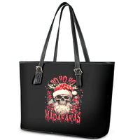 Skull Santa Claus Leather Tote Bag Ho Ho Ho Madafakas - Wonder Print Shop