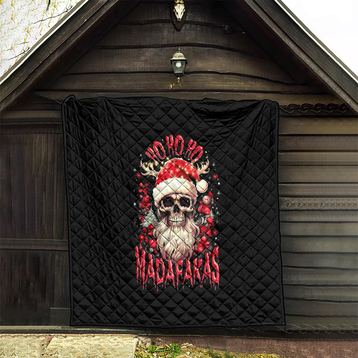Skull Santa Claus Quilt Ho Ho Ho Madafakas - Wonder Print Shop