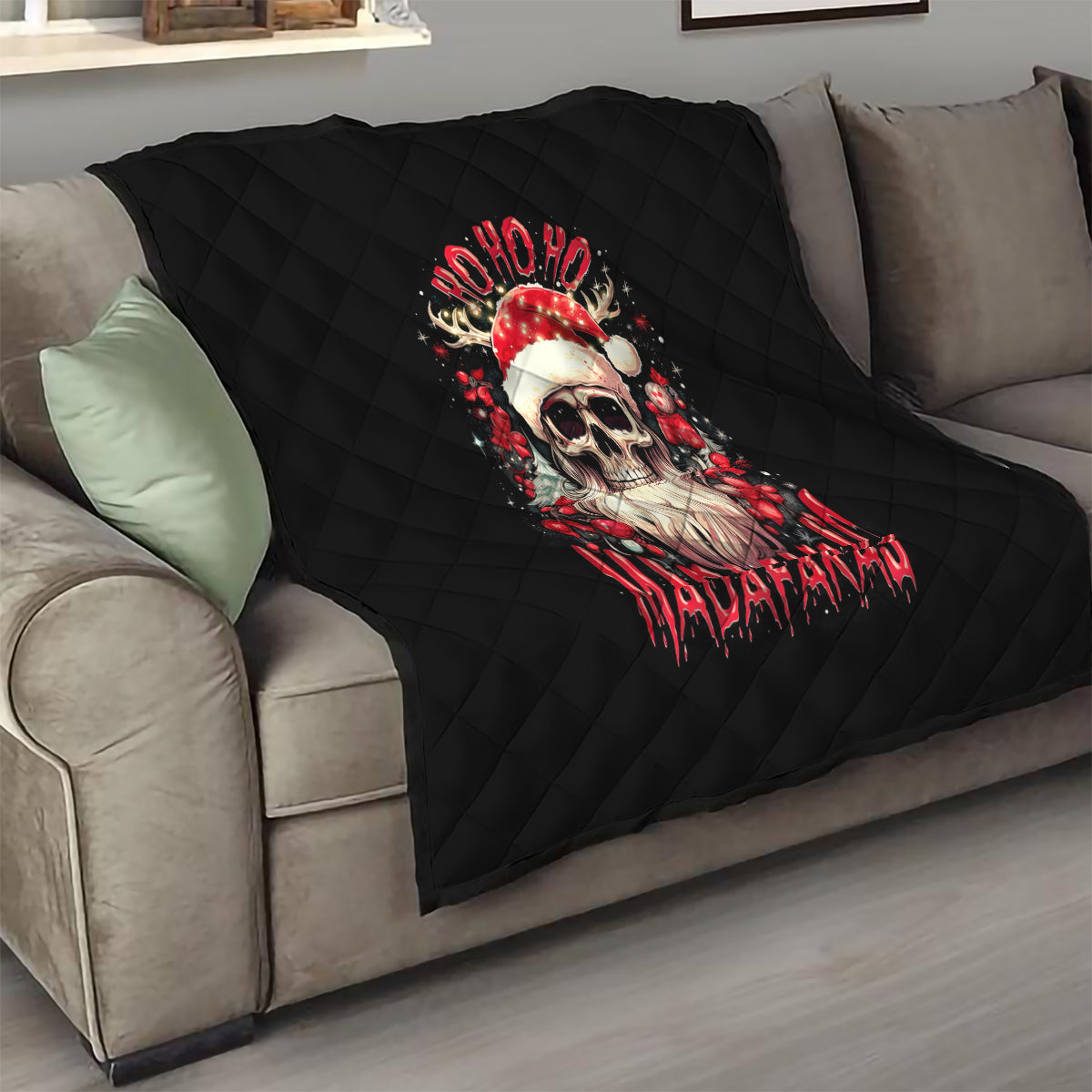 Skull Santa Claus Quilt Ho Ho Ho Madafakas - Wonder Print Shop