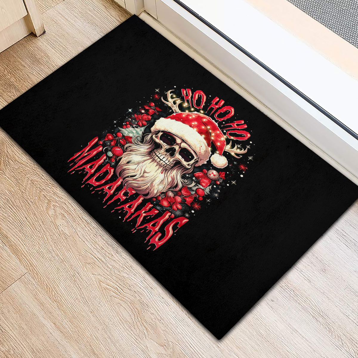Skull Santa Claus Rubber Doormat Ho Ho Ho Madafakas - Wonder Print Shop