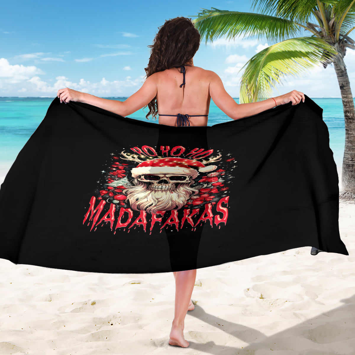 Skull Santa Claus Sarong Ho Ho Ho Madafakas - Wonder Print Shop