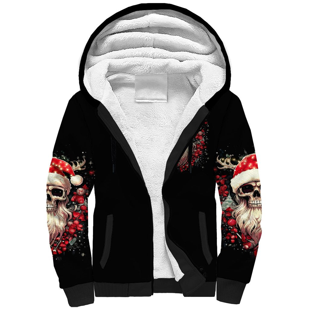 Skull Santa Claus Sherpa Hoodie Ho Ho Ho Madafakas - Wonder Print Shop