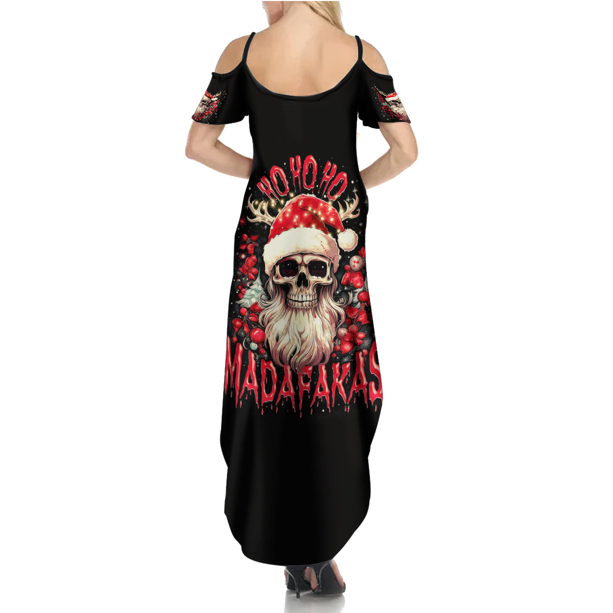 Skull Santa Claus Summer Maxi Dress Ho Ho Ho Madafakas - Wonder Print Shop