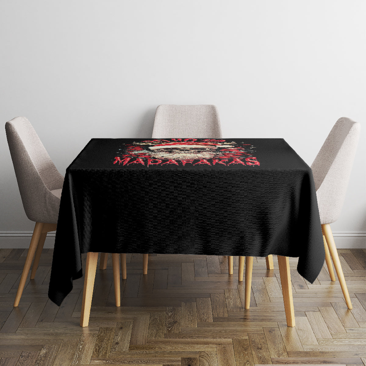 Skull Santa Claus Tablecloth Ho Ho Ho Madafakas - Wonder Print Shop