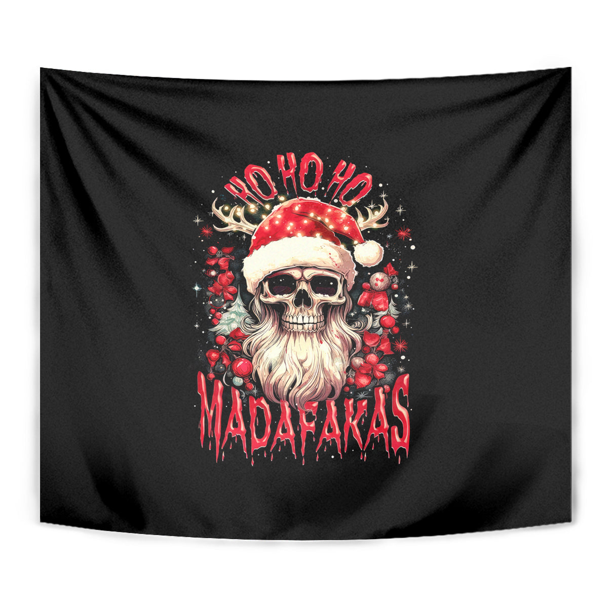 Skull Santa Claus Tapestry Ho Ho Ho Madafakas - Wonder Print Shop