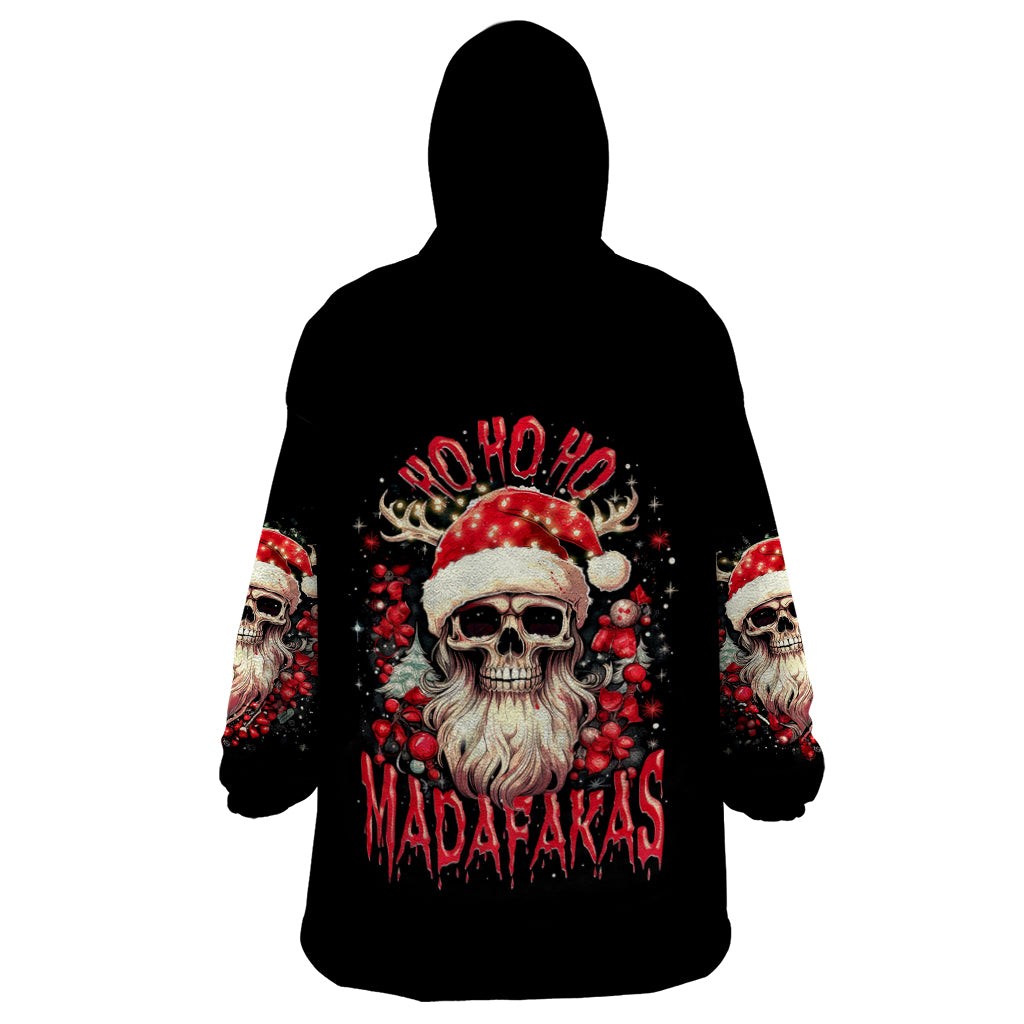 Skull Santa Claus Wearable Blanket Hoodie Ho Ho Ho Madafakas - Wonder Print Shop