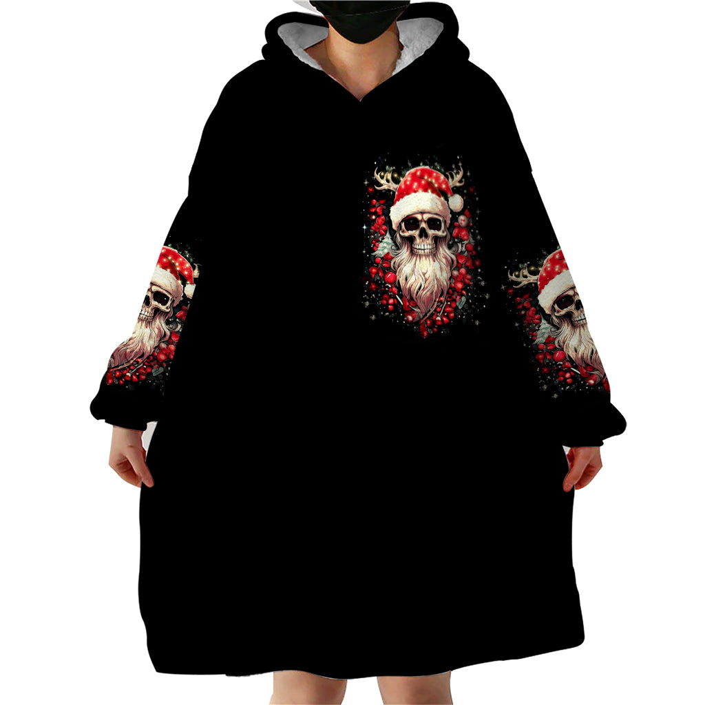 Skull Santa Claus Wearable Blanket Hoodie Ho Ho Ho Madafakas - Wonder Print Shop