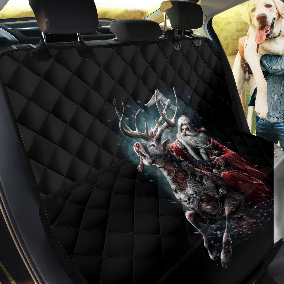 Viking Santa Claus Back Car Seat Cover Vahalla Santa Clau Coming - Wonder Print Shop