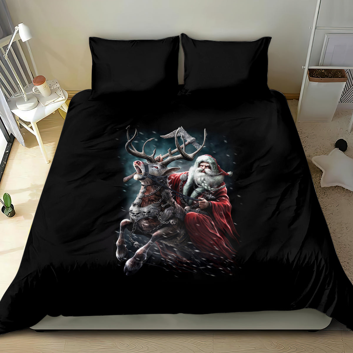 Viking Santa Claus Bedding Set Vahalla Santa Clau Coming - Wonder Print Shop